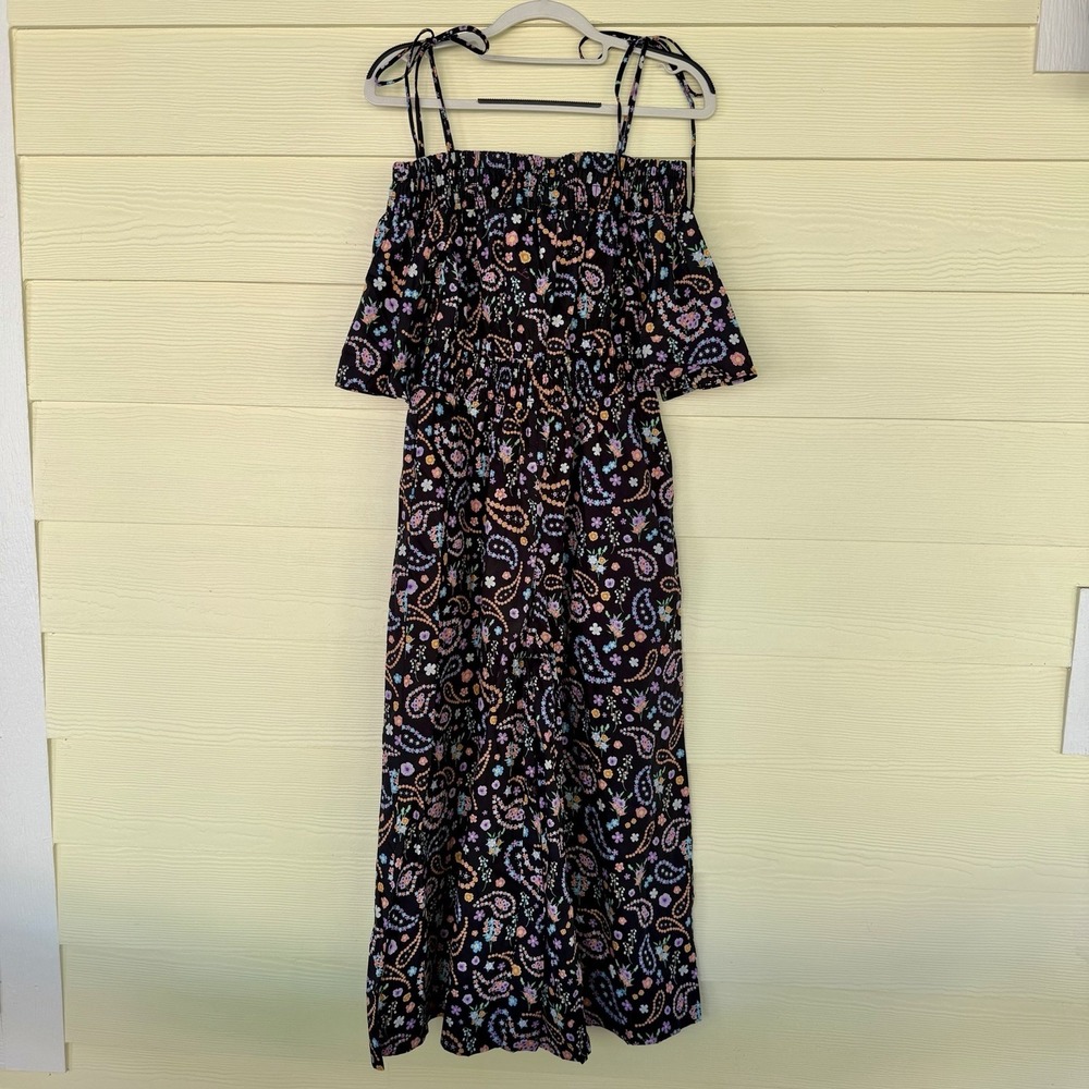 NWT Lyn Around Jumpsuit Romper Small Wide Leg New Floral Cotton Off The Shoulder